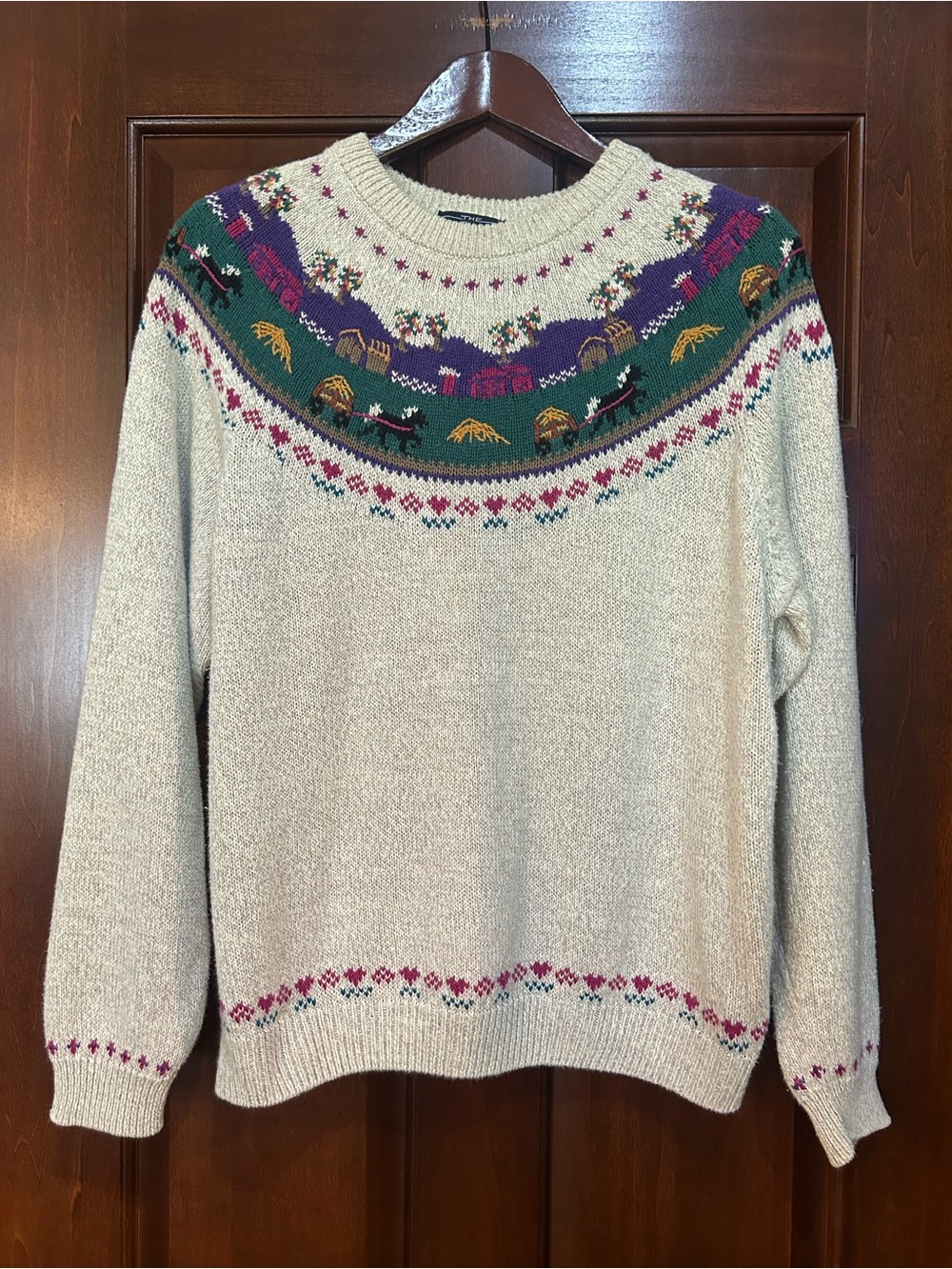 Vintage Woolrich Woman Nordic Fair Isle Sweater Oatmeal Multicolor XL